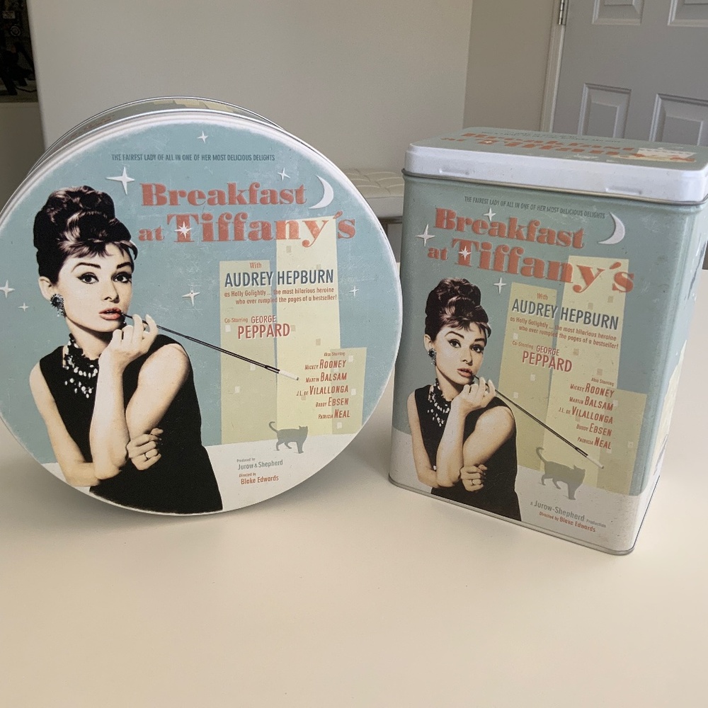 AUDREY HEPBURN BREAKFAST AT TIFFANY’S LARGE METAL CANISTER SET